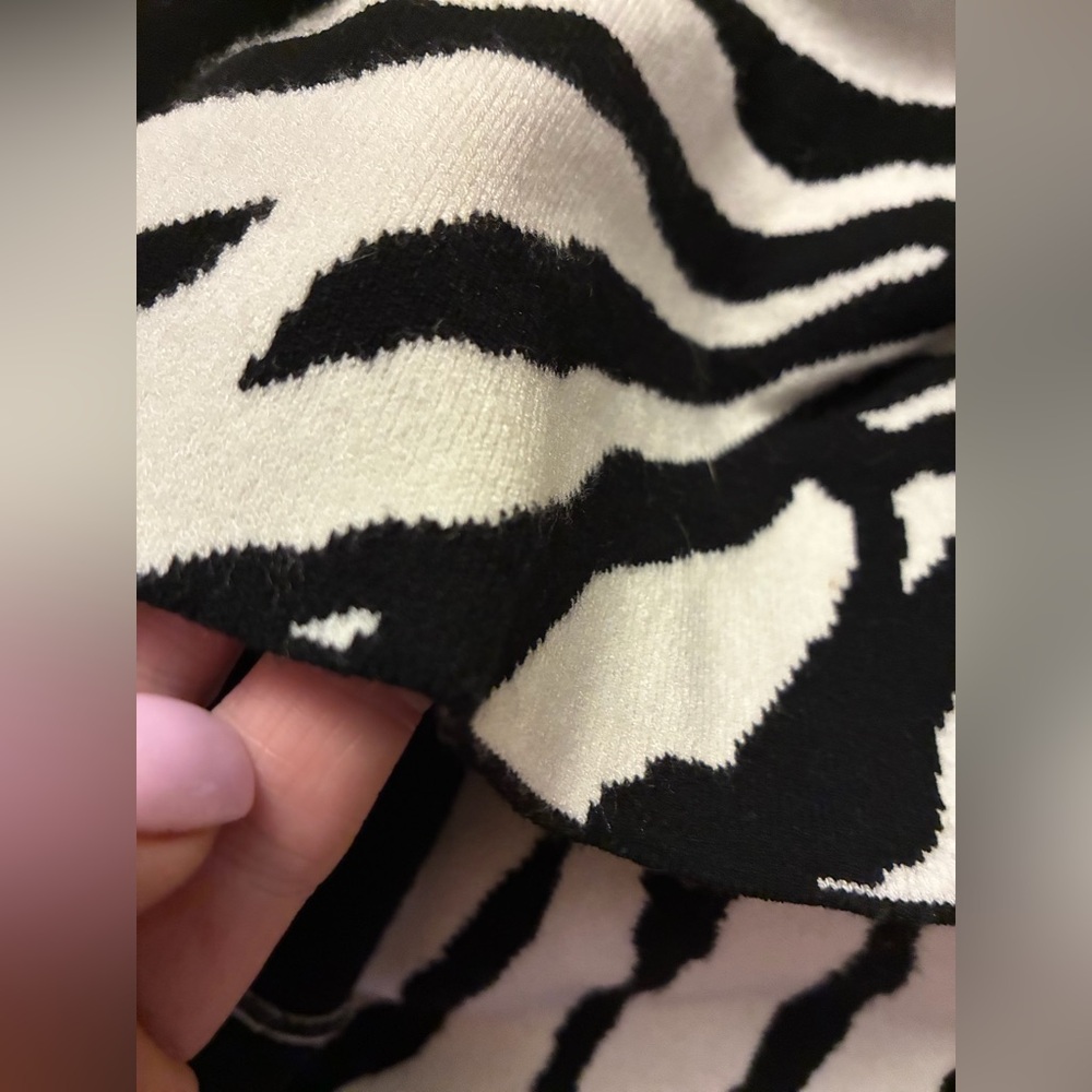 Cavalli Black & White Zebra Print Turtleneck Midi Dress - Picture 11 of 13